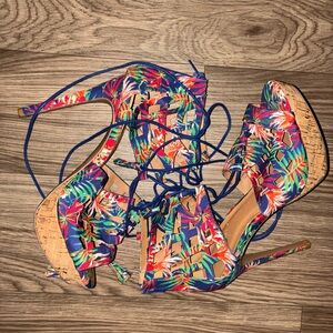 Colorful Women's Lace-Up Heels